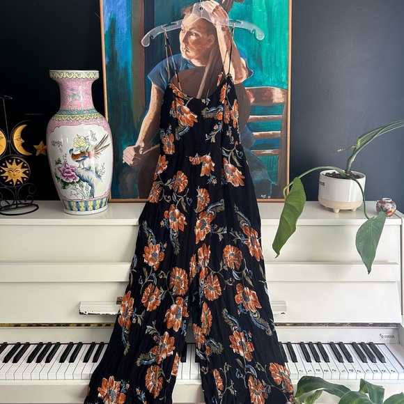Patrons of Peace Black and Orange Floral Jumpsuit M - Picture 5 of 16